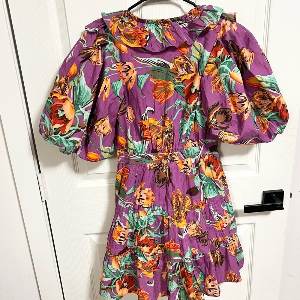 Love The Label Raspberry Floral Wrap Ruffle Mini dress - Picture 7 of 9